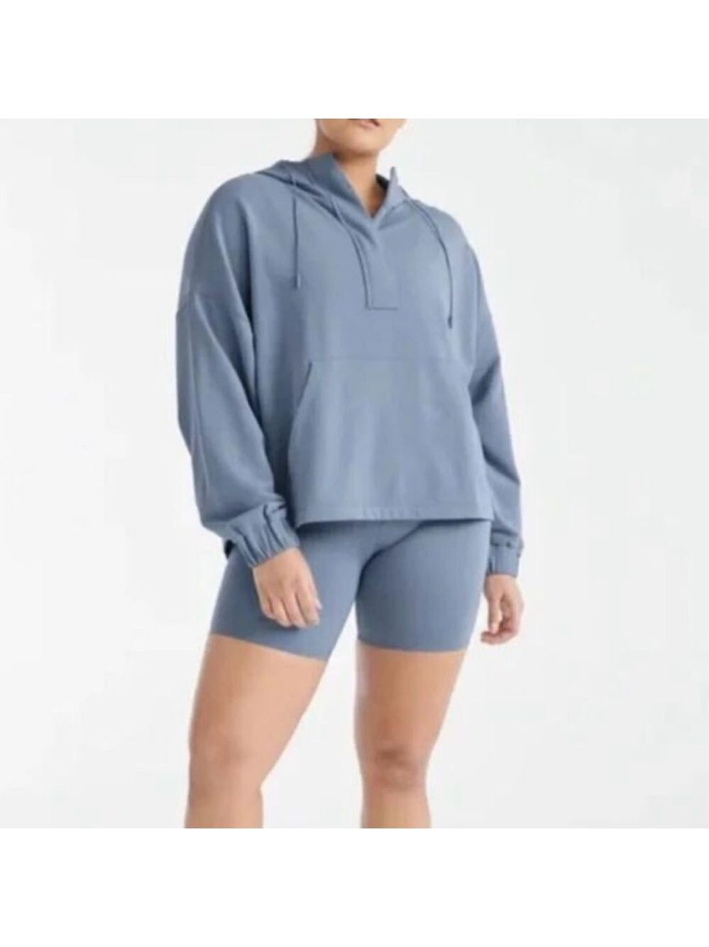 Knix Good To Go Fleece Oversized Half Zip Pullover Hoodie Blue Size XXL